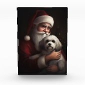 Havanese met Kerstman Feestelijke Kerstmis Fotoblokken (Voorkant)