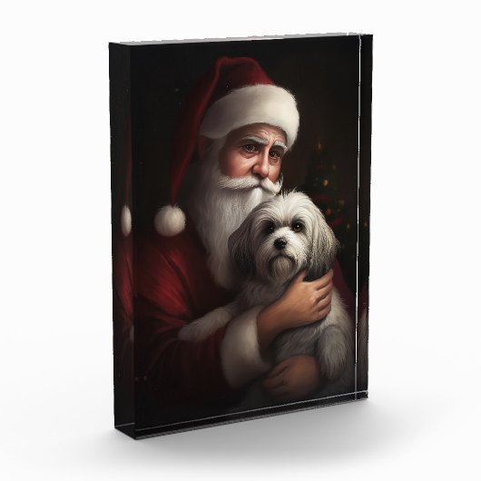 Havanese met Kerstman Feestelijke Kerstmis Fotoblokken (Links)