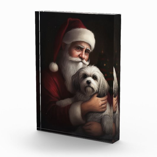 Havanese met Kerstman Feestelijke Kerstmis Fotoblokken (Rechts)