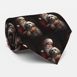 Havanese met Kerstman Feestelijke Kerstmis Stropdas