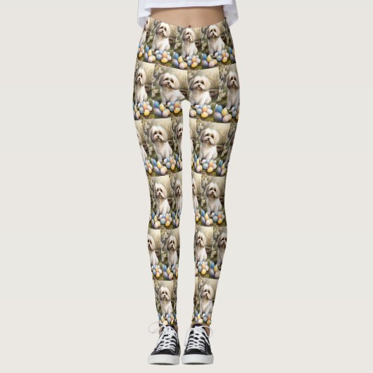 Havanese met Paaseieren Leggings (Voorkant)