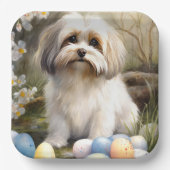 Havanese met Pasen Eieren Papieren Bordje (Voorkant)