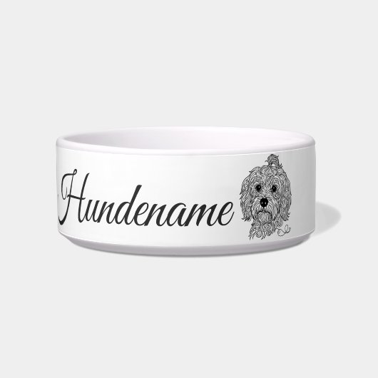 Havanese Minimalist Line Art personalized bowl Voerbakje (Voorkant)