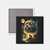 Havanese naar de maan jankend retro 90s grappige h magneet (Voorkant / Achterkant)