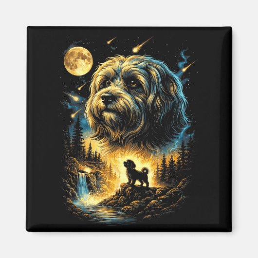 Havanese naar de maan jankend retro 90s grappige h magneet (Voorkant)