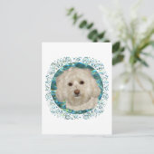 Havanese op turquoise water briefkaart (Staand voorkant)