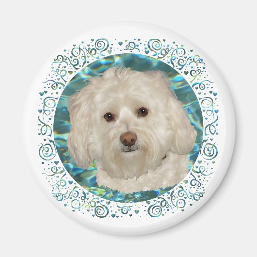 Havanese op turquoise water magneet (Voorkant)