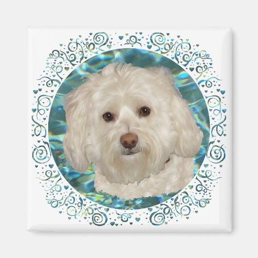 Havanese op turquoise water magneet (Voorkant)