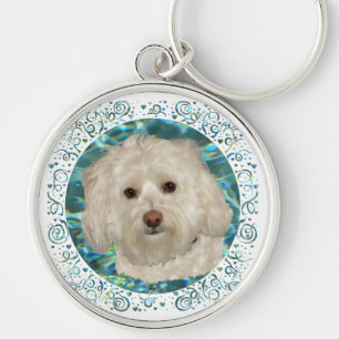 Havanese op turquoise water sleutelhanger