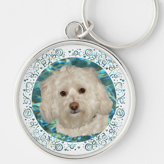Havanese op turquoise water sleutelhanger (Voorkant)
