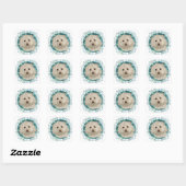 Havanese op turquoise water vierkante sticker (Vel)