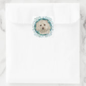 Havanese op turquoise water vierkante sticker (Tas)
