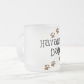 Havanese pa matglas koffiemok (Voorkant links)