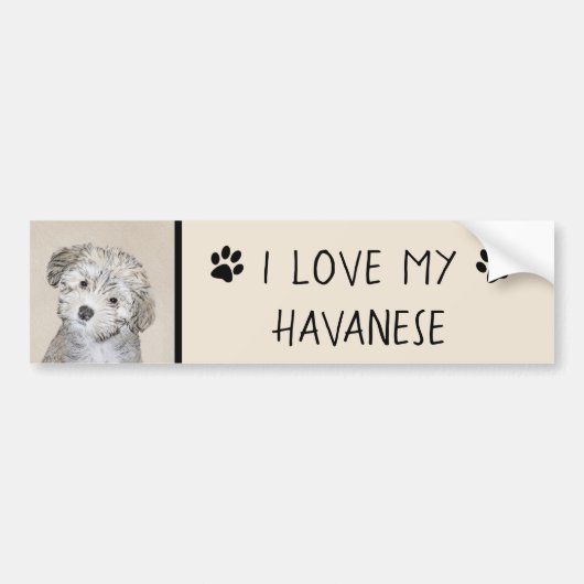 Havanese papaverschilderijen - Kute Original Dog A Bumpersticker (Voorkant)