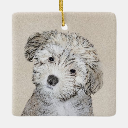Havanese papaverschilderijen - Kute Original Dog A Keramisch Ornament (Voorkant)
