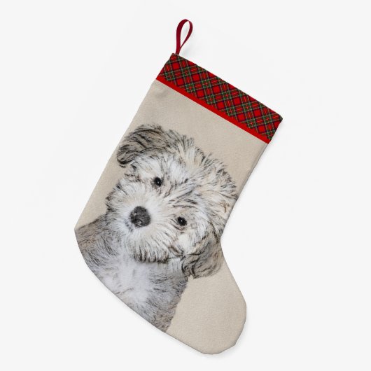 Havanese papaverschilderijen - Kute Original Dog A Kleine Kerstsok (Voorkant (Hangend))