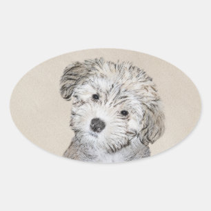 Havanese papaverschilderijen - Kute Original Dog A Ovale Sticker