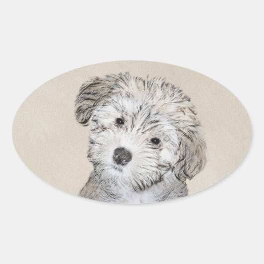 Havanese papaverschilderijen - Kute Original Dog A Ovale Sticker (Voorkant)