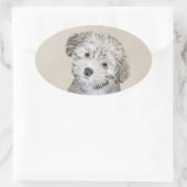 Havanese papaverschilderijen - Kute Original Dog A Ovale Sticker (Tas)