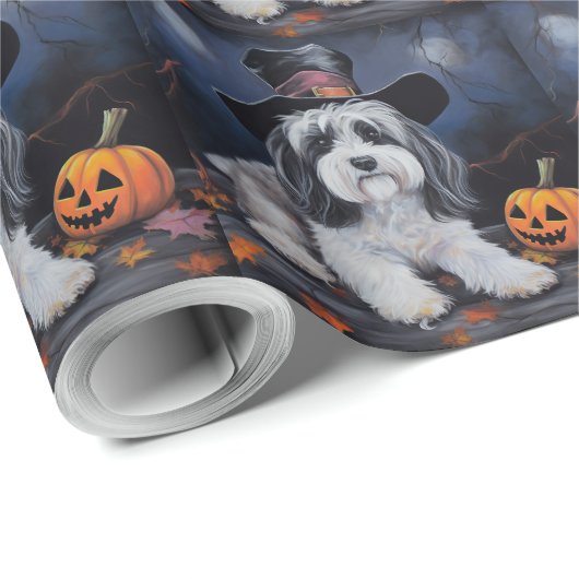 Havanese pompoenen Halloween eng Cadeaupapier (Rol Hoek)