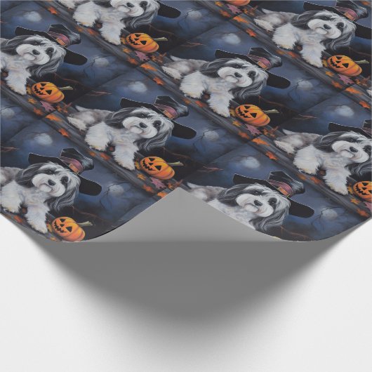 Havanese pompoenen Halloween eng Cadeaupapier (Hoek)