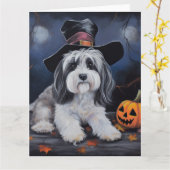 Havanese pompoenen Halloween eng Kaart (Gele Bloem)
