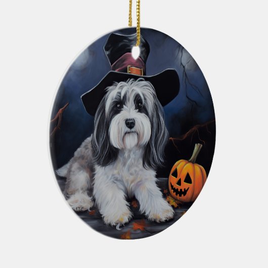 Havanese pompoenen Halloween eng Keramisch Ornament (Rechts)