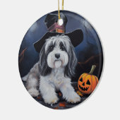 Havanese pompoenen Halloween eng Keramisch Ornament (Links)