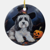 Havanese pompoenen Halloween eng Keramisch Ornament (Achterkant)