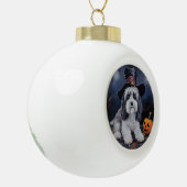 Havanese pompoenen Halloween eng Keramische Bal Ornament (Links)