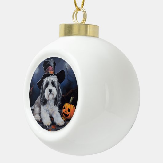 Havanese pompoenen Halloween eng Keramische Bal Ornament (Rechts)