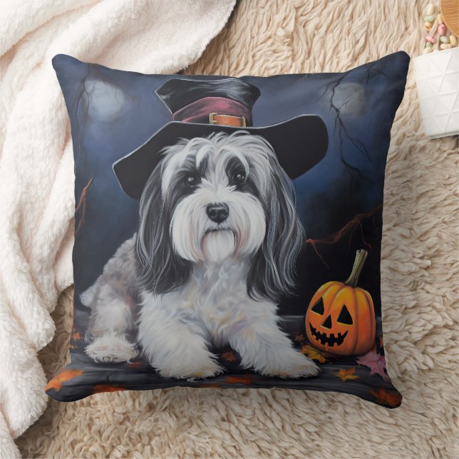 Havanese pompoenen Halloween eng Kussen (Deken)