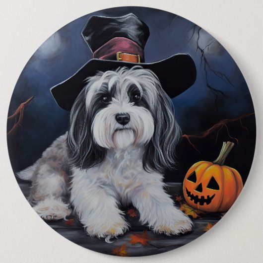 Havanese pompoenen Halloween eng Ronde Button 6,0 Cm (Voorkant)