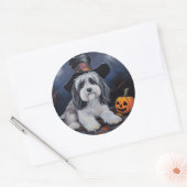 Havanese pompoenen Halloween eng Ronde Sticker (Envelop)