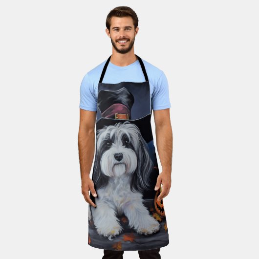 Havanese pompoenen Halloween eng Schort (Gedragen)