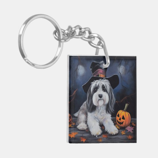 Havanese pompoenen Halloween eng Sleutelhanger (Voorkant Links)