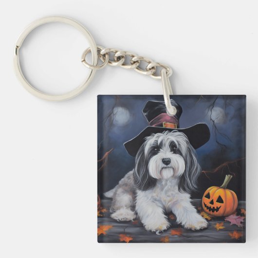 Havanese pompoenen Halloween eng Sleutelhanger (Voorkant)