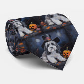 Havanese pompoenen Halloween eng Stropdas (Opgerold)