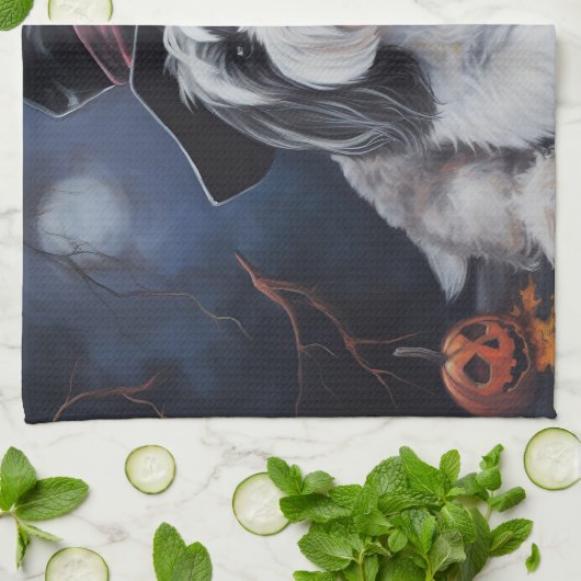 Havanese pompoenen Halloween eng Theedoek (Gevouwen)