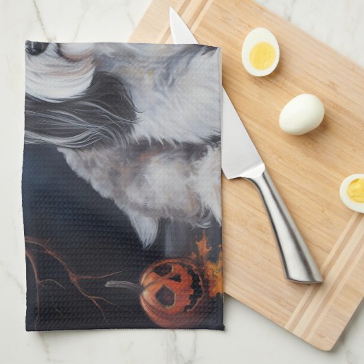 Havanese pompoenen Halloween eng Theedoek (Quarter Fold)