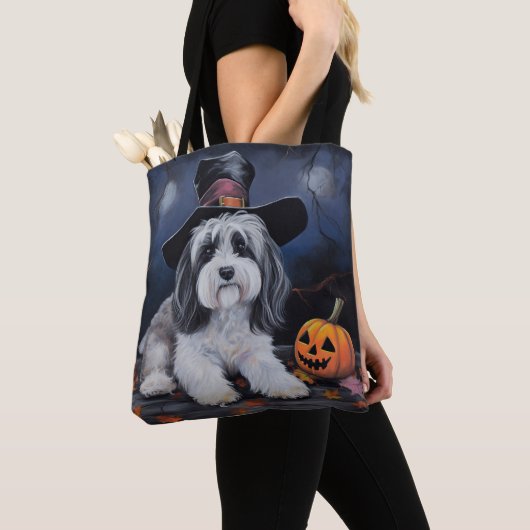 Havanese pompoenen Halloween eng Tote Bag (Dichtbij)