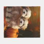 Havanese Puppy Herfst Delight Pompoen Fleece Deken (Voorkant (Horizontaal))