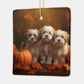 Havanese Puppy Herfst Delight Pompoen Keramisch Ornament (Links)