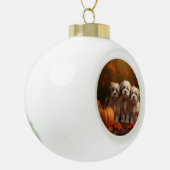 Havanese Puppy Herfst Delight Pompoen Keramische Bal Ornament (Links)