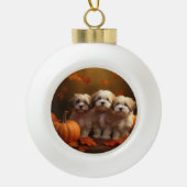 Havanese Puppy Herfst Delight Pompoen Keramische Bal Ornament (Voorkant)