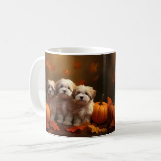 Havanese Puppy Herfst Delight Pompoen Koffiemok (Voorkant links)