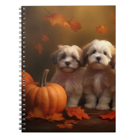 Havanese Puppy Herfst Delight Pompoen Notitieboek (Voorkant)