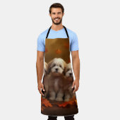 Havanese Puppy Herfst Delight Pompoen Schort (Gedragen)