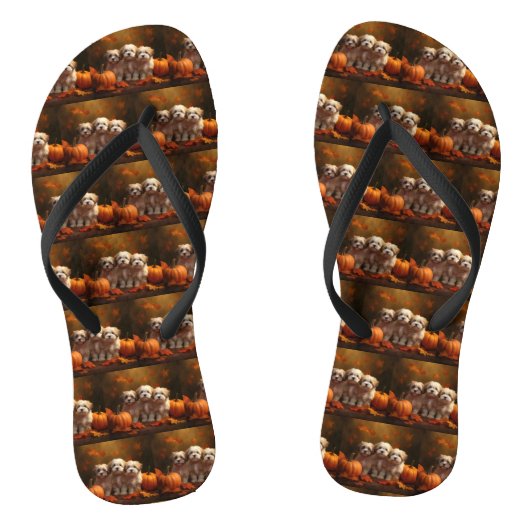Havanese Puppy Herfst Delight Pompoen Teenslippers (Voetbed)