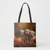 Havanese Puppy Herfst Delight Pompoen Tote Bag (Voorkant)